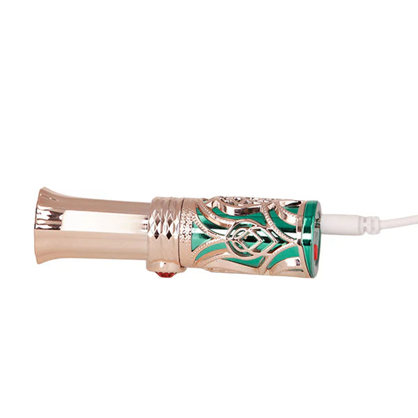 BMS Ruby Kiss 4 in 1 Lipstick Vibrator - Green and Rose Gold