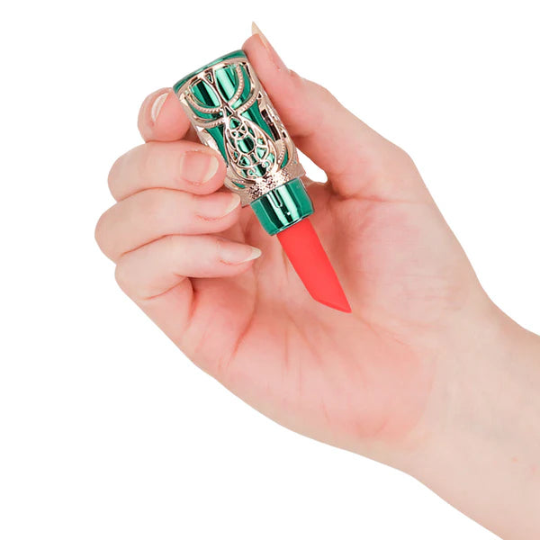BMS Ruby Kiss 4 in 1 Lipstick Vibrator - Green and Rose Gold