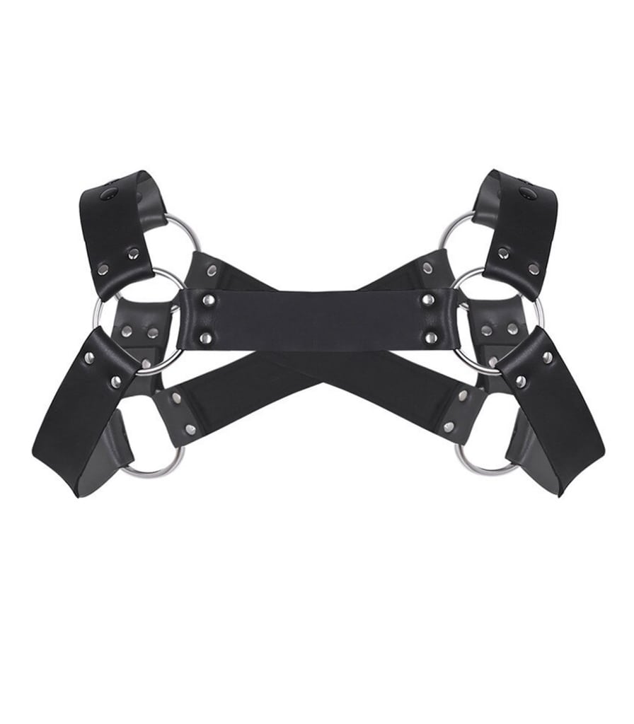 Love In Leather Mens Cross Front Neoprene Body Brace With Functional Zips BRA016