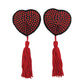 Love In Leather Heart Shape Nipple Tassels With Rhinestones - MULTIPLE COLOURS