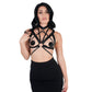 Love In Leather Elastic Harness Top With Silver Or Gold Ring Detail BRA0254