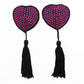 Love In Leather Heart Shape Nipple Tassels With Rhinestones - MULTIPLE COLOURS