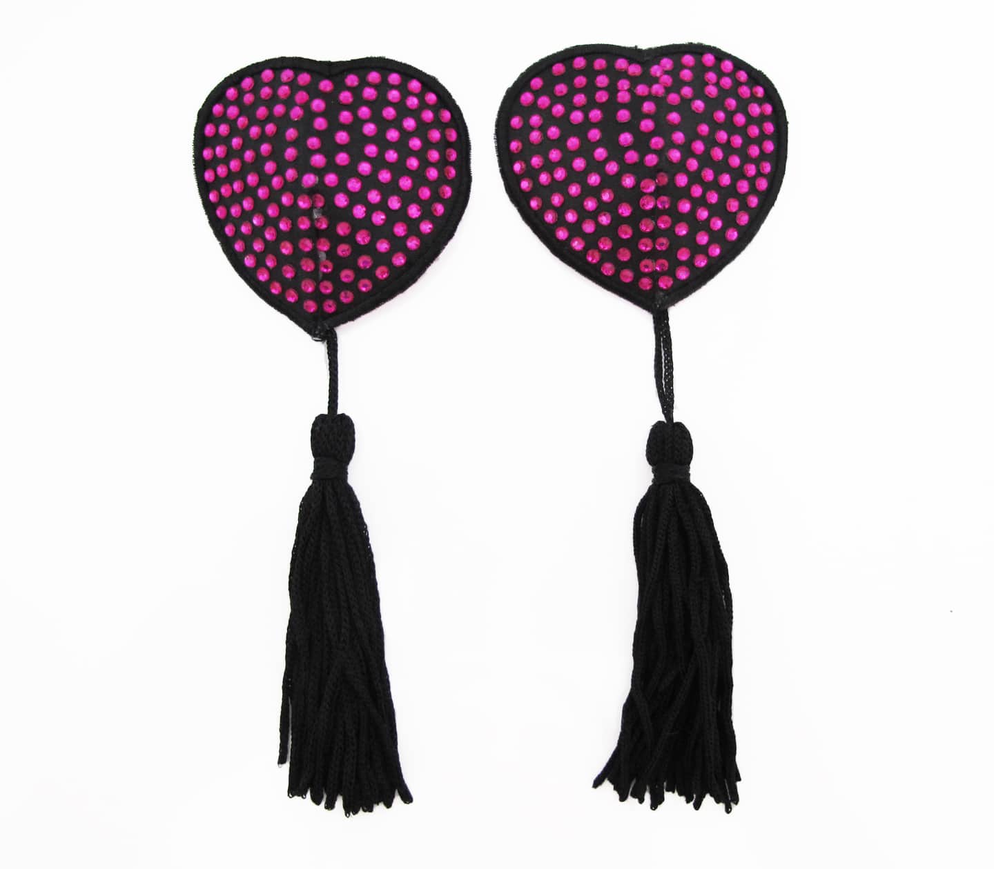Love In Leather Heart Shape Nipple Tassels With Rhinestones - MULTIPLE COLOURS