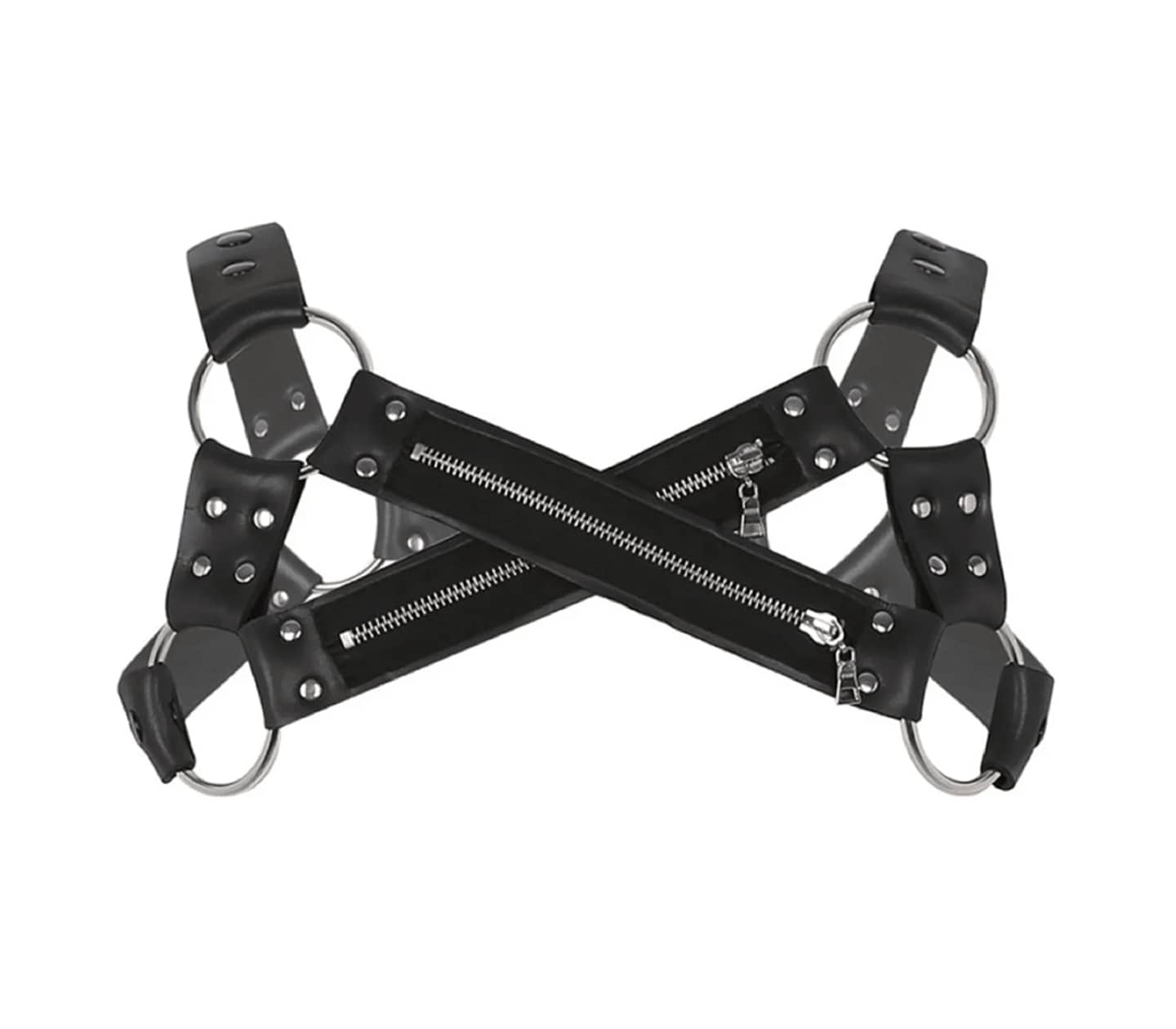 Love In Leather Mens Cross Front Neoprene Body Brace With Functional Zips BRA016