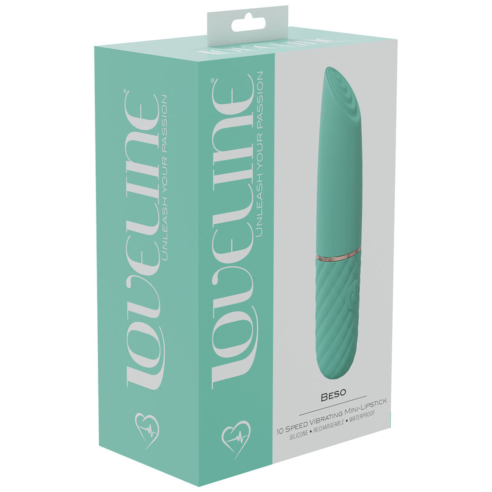 LOVELINE Beso - Green 10.6cm USB Rechargeable Mini Lipstick Vibrator