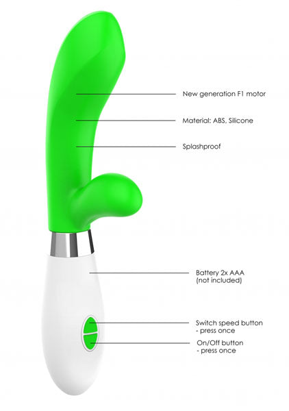 Shots Toys | Lumo Achilles Ultra Soft Silicone 10 Speeds Rabbit Vibrator Green
