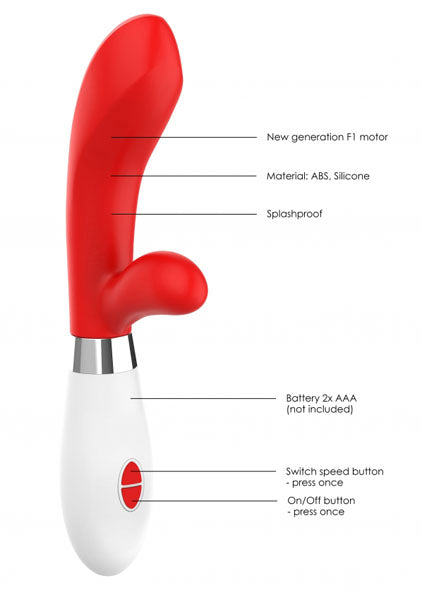 Shots Toys | Lumo Achilles Ultra Soft Silicone 10 Speeds Rabbit Vibrator Red