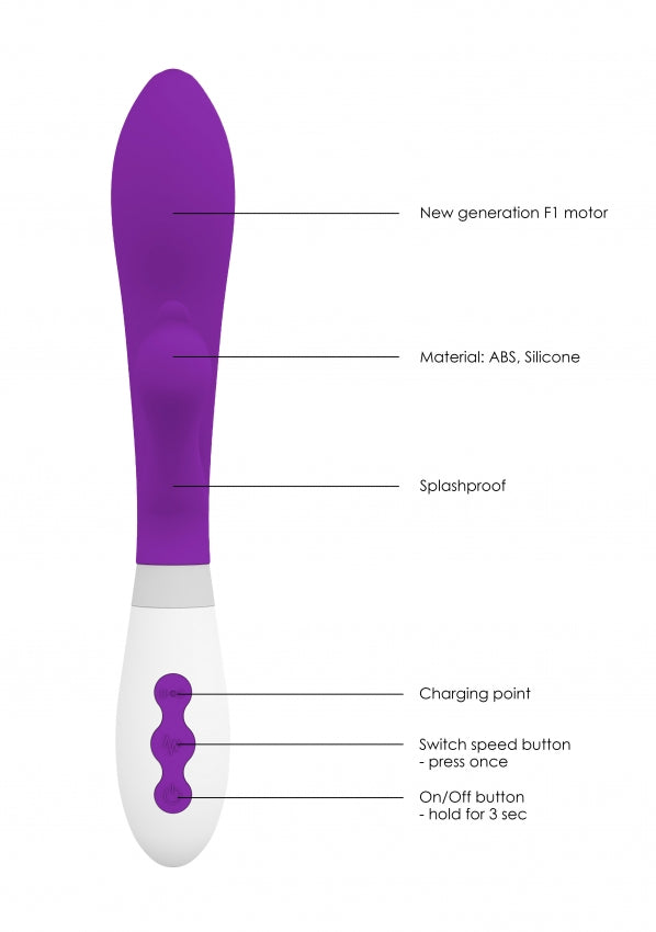 Shots Toys | Luna Agave Ultra Soft Silicone 10 Speeds Rabbit Vibrator Purple