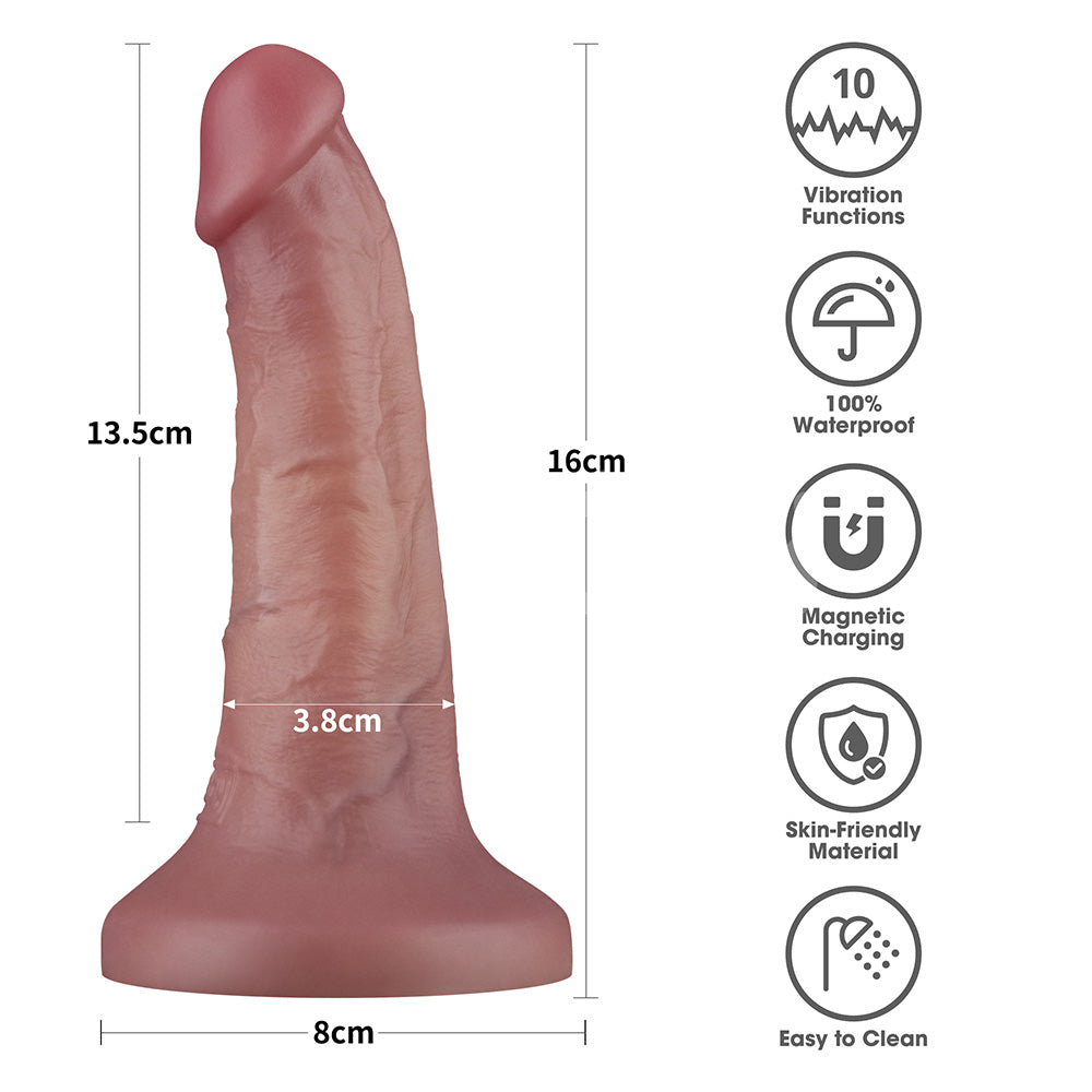 Lovetoy Dual Density Power Cock - 6" Vibrating Dong Flesh