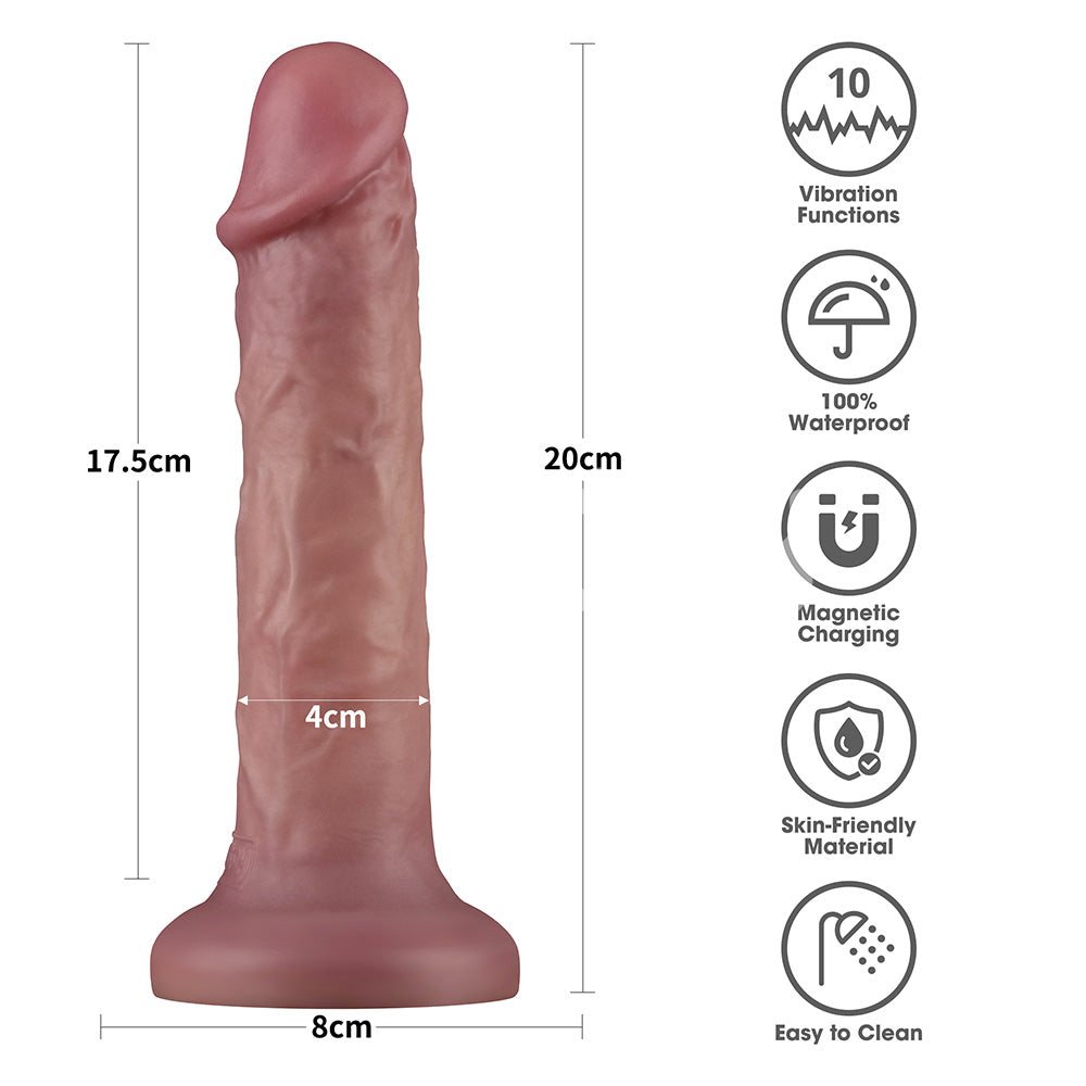 Lovetoy Dual Density Power Cock - 8" Vibrating Dong Flesh