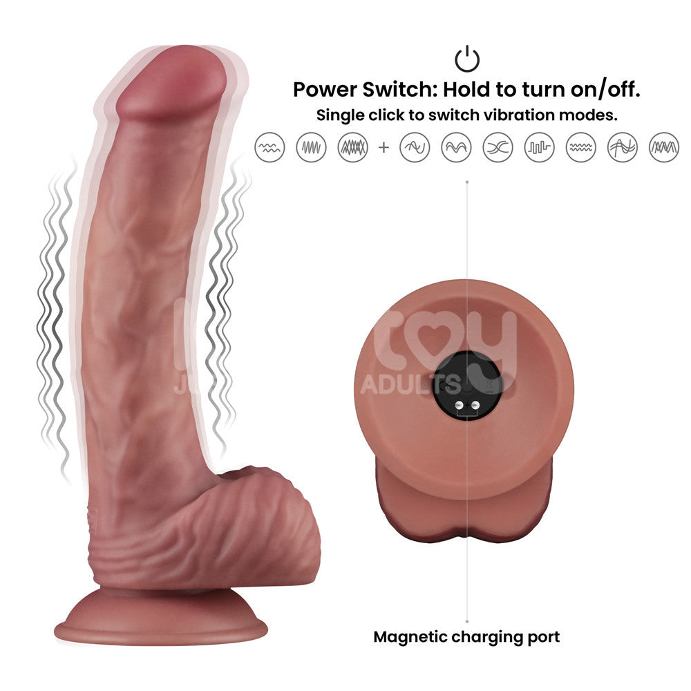 Lovetoy Dual Density Power Cock - 9" Vibrating Dong Flesh