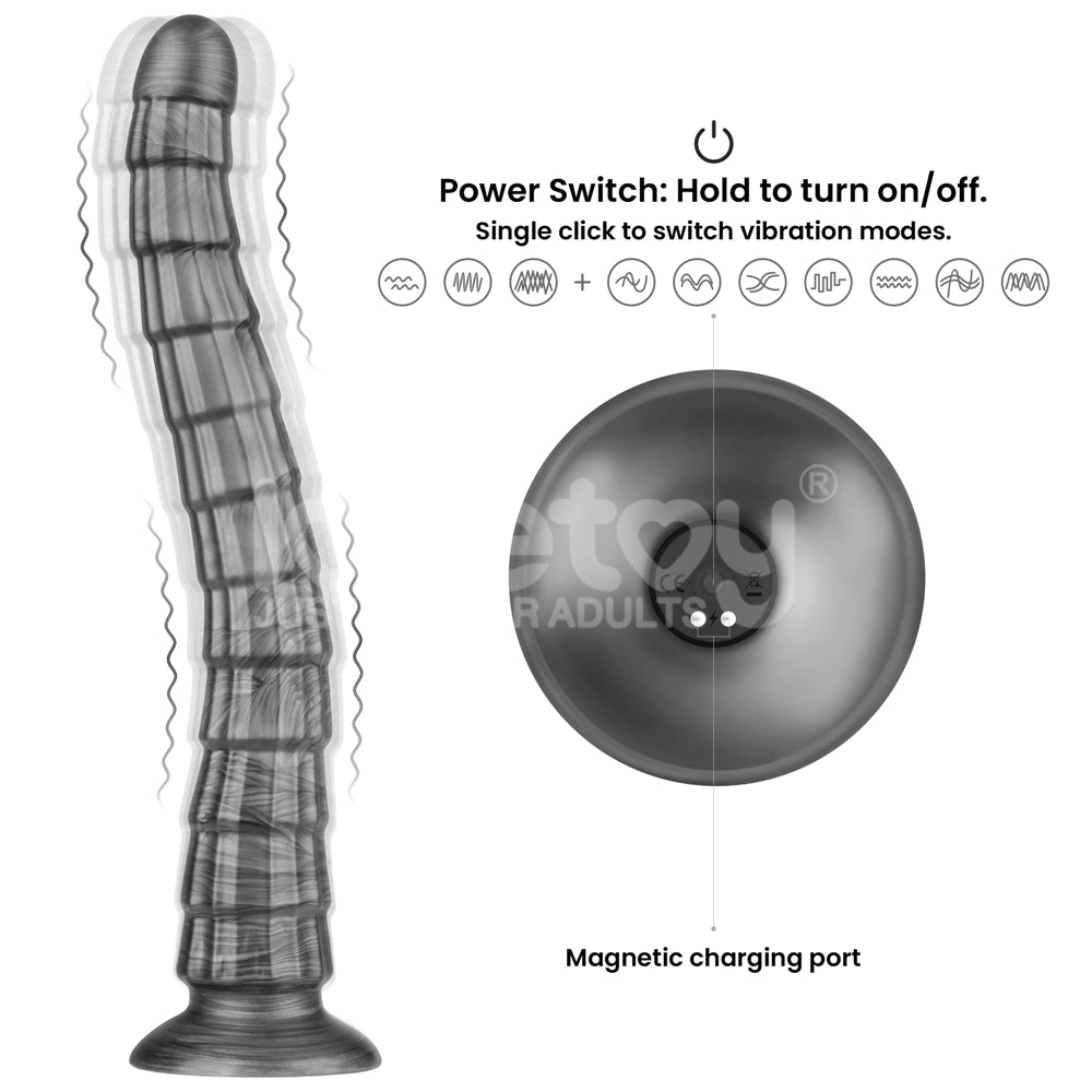 Lovetoy | King Sized Vibrating Vibrax Slider Grey 36.8cm (14.5") Dildo