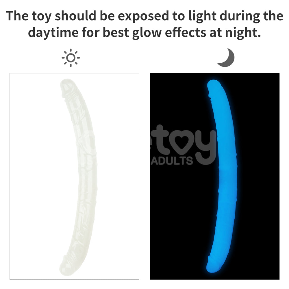 Lovetoy Lumino Play 18.5" Double Dildo - Glow In The Dark Blue 47cm Double Dong