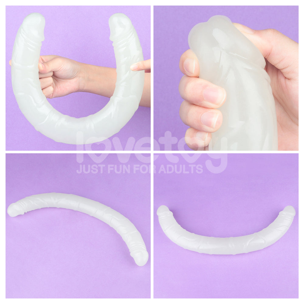 Lovetoy Lumino Play 18.5" Double Dildo - Glow In The Dark Blue 47cm Double Dong