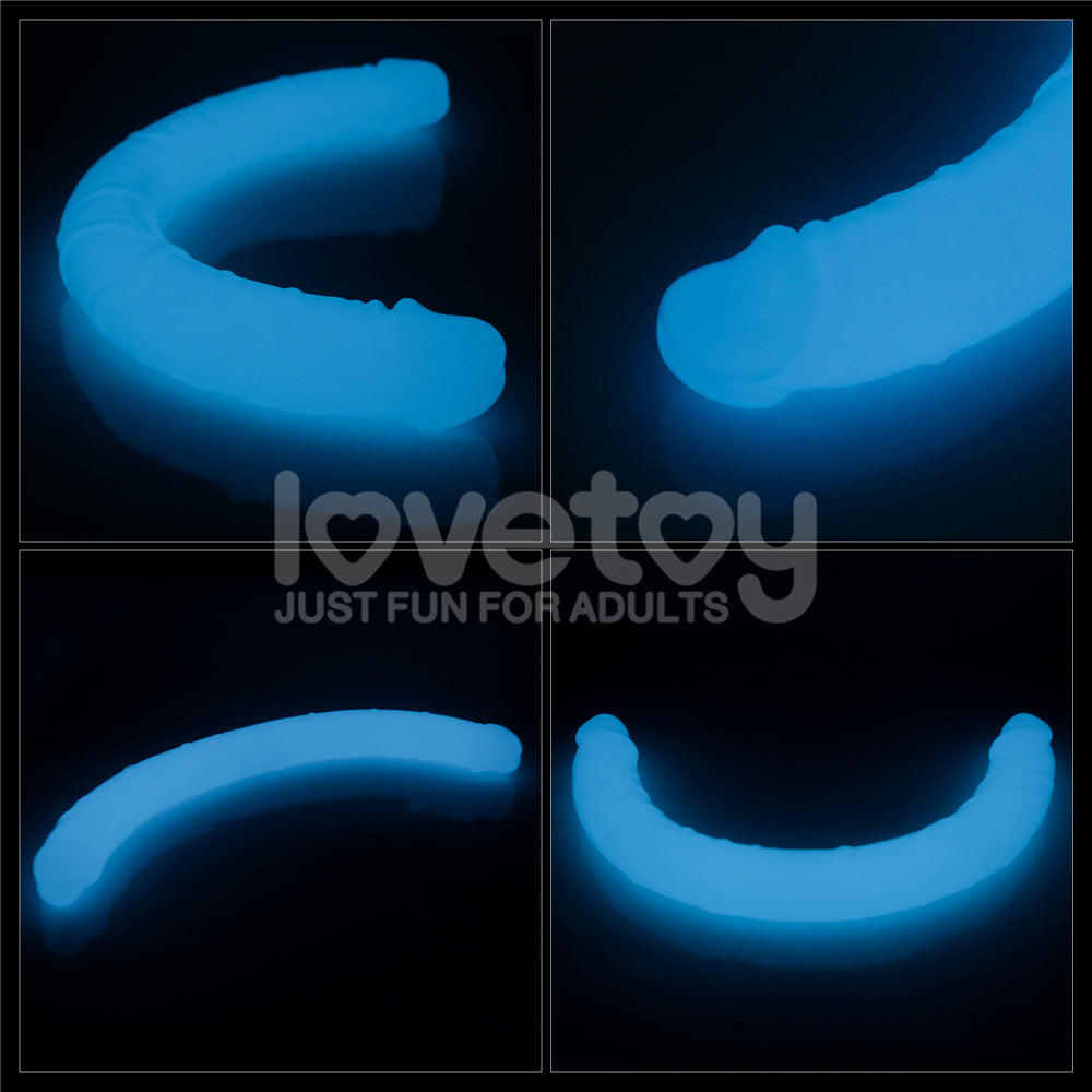 Lovetoy Lumino Play 18.5" Double Dildo - Glow In The Dark Blue 47cm Double Dong