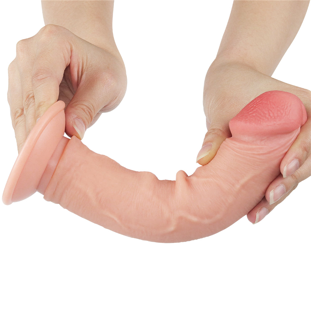 Lovetoy Sliding Skin Dual Layer Dong - Flesh 20m (8") Dong with Flexible Skin