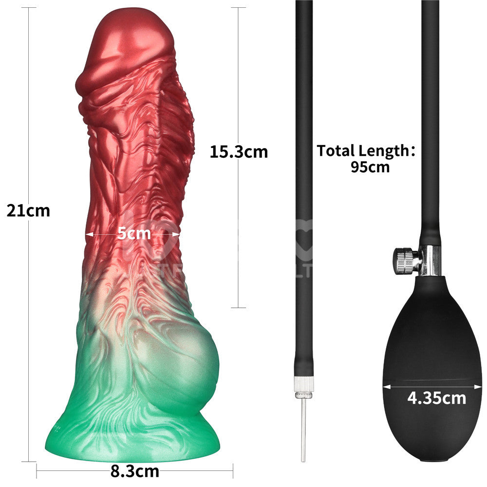 Lovetoy Aerosx 8" Red/Green 28cm Dual Density Inflatable Fantasy Dildo