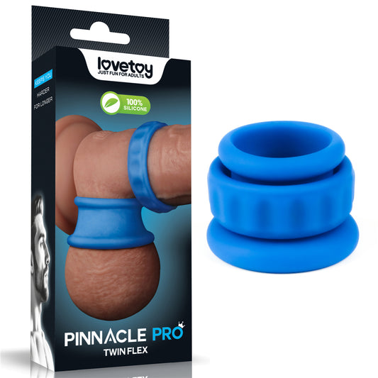 Lovetoy Pinnacle Pro Twin Flex - Blue Cock & Balls Rings