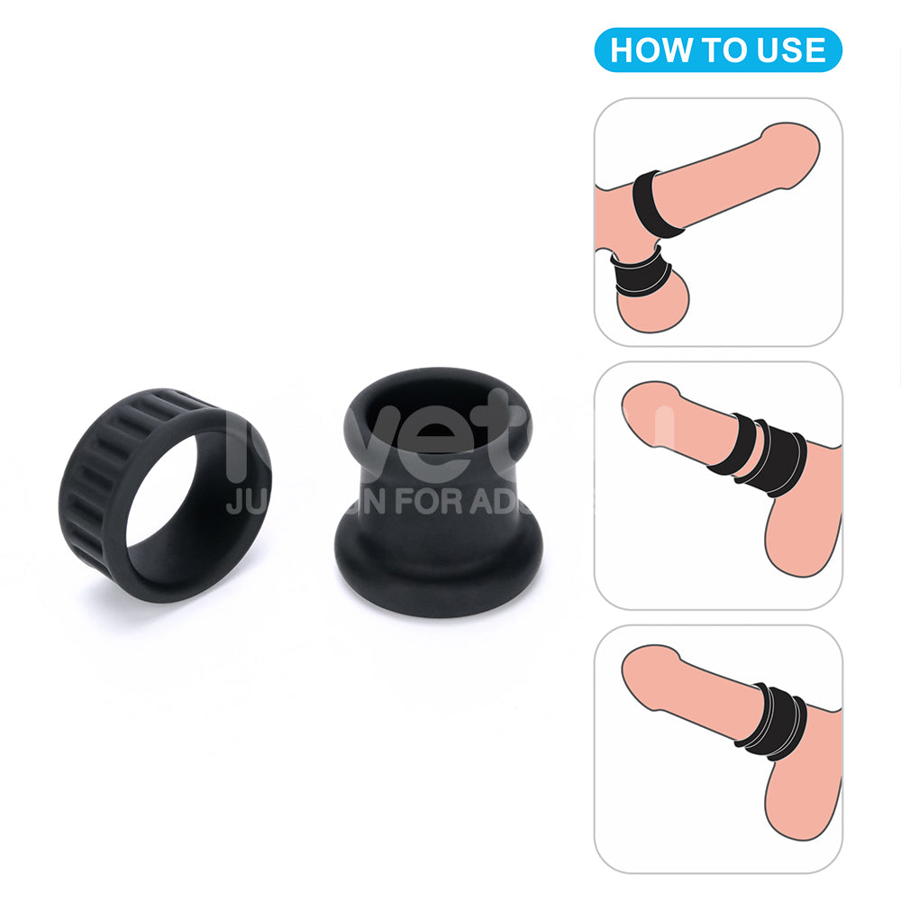 Lovetoy Pinnacle Pro Twin Grip Enhancer - Black Cock & Balls Ring