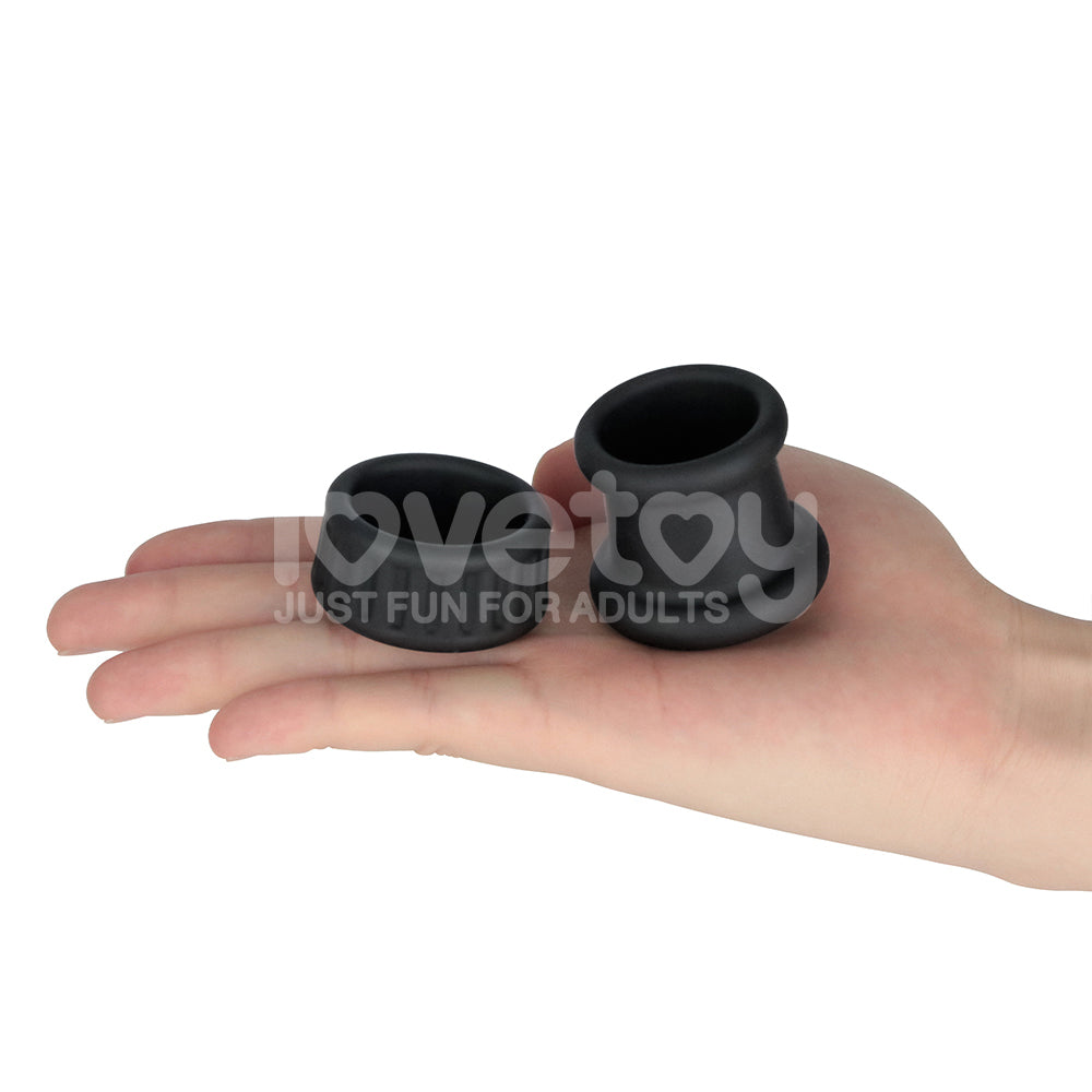 Lovetoy Pinnacle Pro Twin Grip Enhancer - Black Cock & Balls Ring