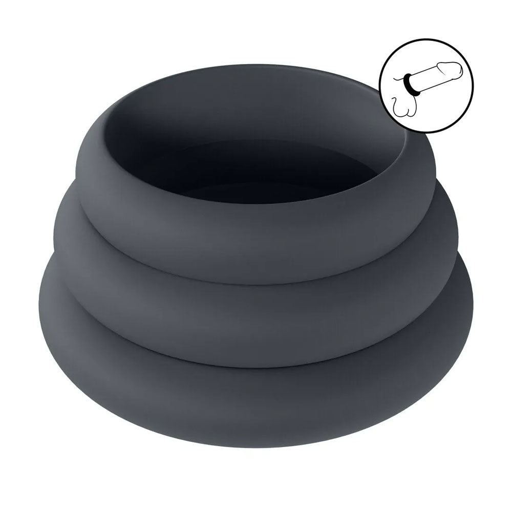 Shots Toys | LEVELZ Wide O Silicone Cock Ring Set of 3 - S/M/L