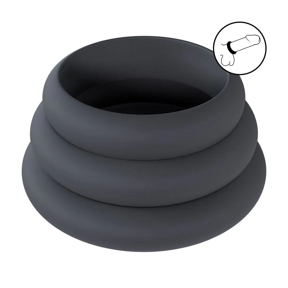 Shots Toys | LEVELZ Wide O Silicone Cock Ring Set of 3 - L/XL/2X