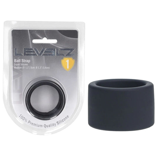 Shots Toys | LEVELZ Liquid Silicone Ball Strap - M - Black