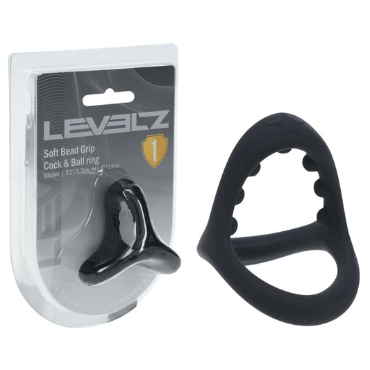 Shots Toys | LEVELZ Soft Bead Grip Silicone Cock Ring - Black Cock & Balls Rings