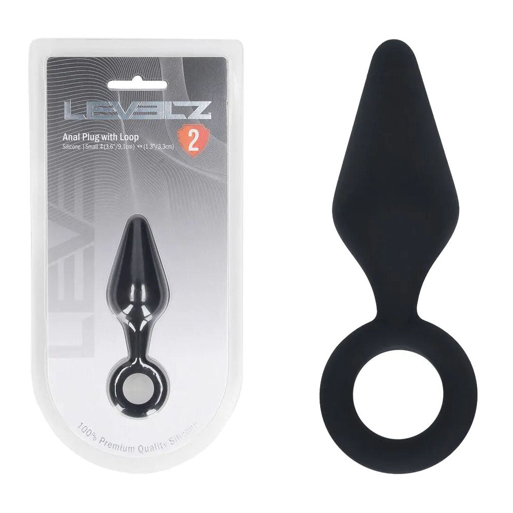 Shots Toys | LEVELZ Silicone Anal Plug with Loop - Small - Black