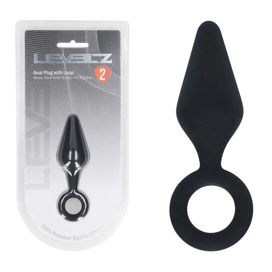Shots Toys | LEVELZ Silicone Anal Plug with Loop - Small - Black