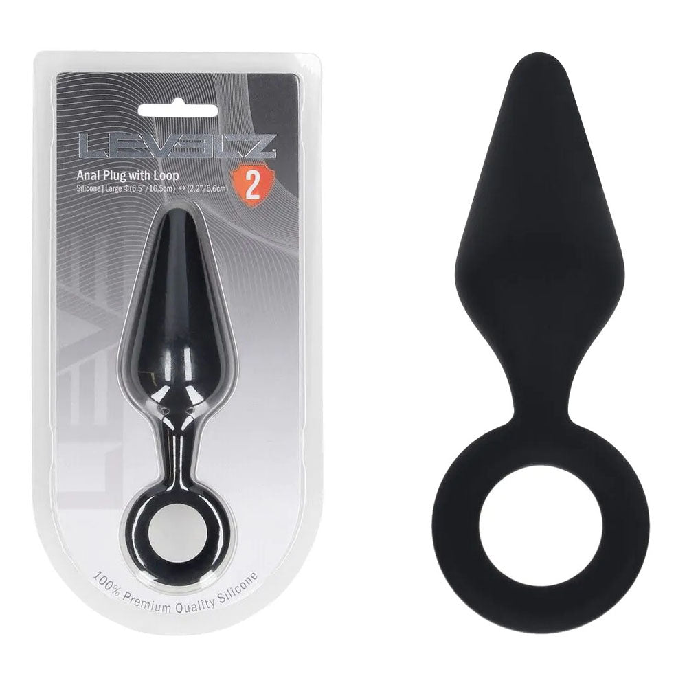 Shots Toys | LEVELZ Silicone Anal Plug with Loop - Large - Black