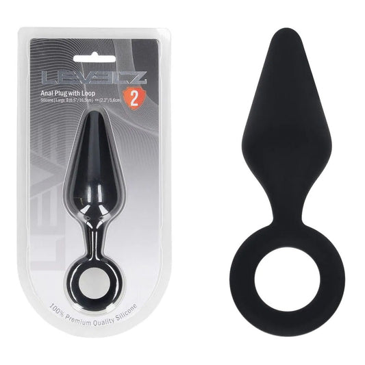 Shots Toys | LEVELZ Silicone Anal Plug with Loop - Large - Black