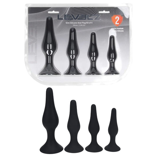 Shots Toys | LEVELZ Slim Silicone Anal Plug Kit -  Set of 4 Sizes