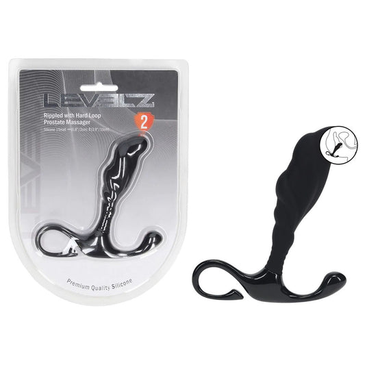 Shots Toys | LEVELZ - Rippled with Hard Loop Silicone Prostate Massager - S - Black