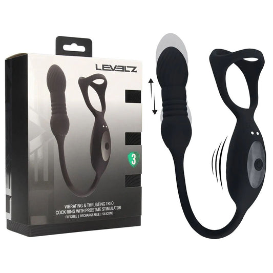 Shots Toys | LEVELZ Vibrating & Thrusting TriO Cock Ring with Prostate Stimulator