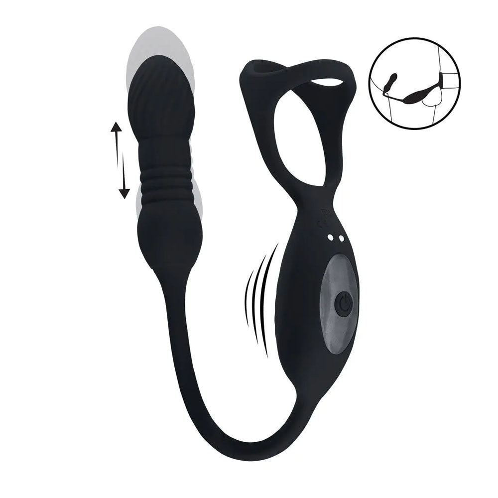 Shots Toys | LEVELZ Vibrating & Thrusting TriO Cock Ring with Prostate Stimulator