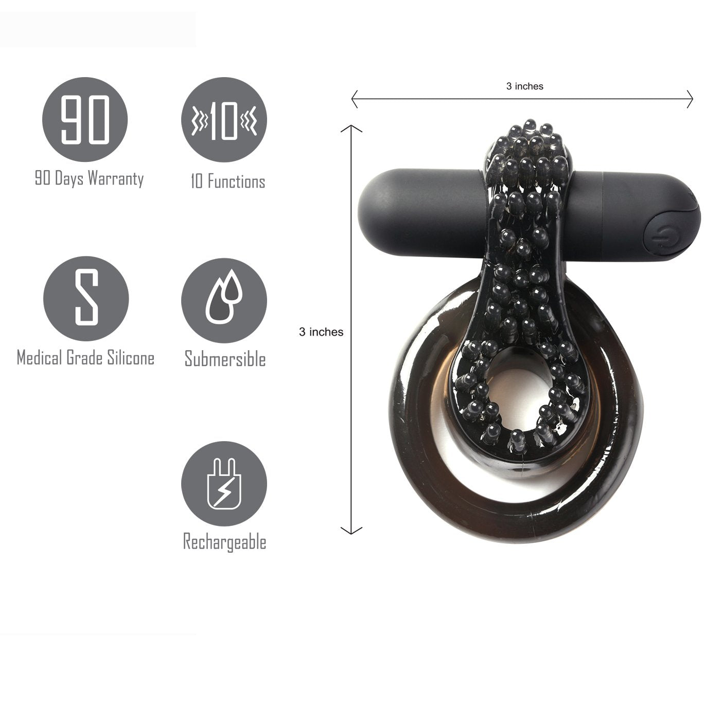Maia Toys | Maia Jagger - Black Vibrating Cock & Ball Rings