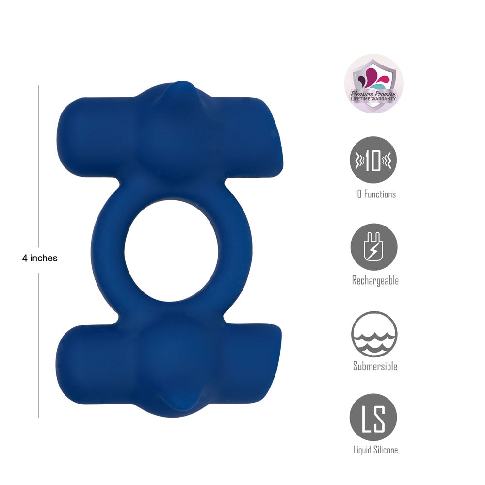 Maia Toys | Maia RONAN - Blue Dual Vibrating Cock Ring