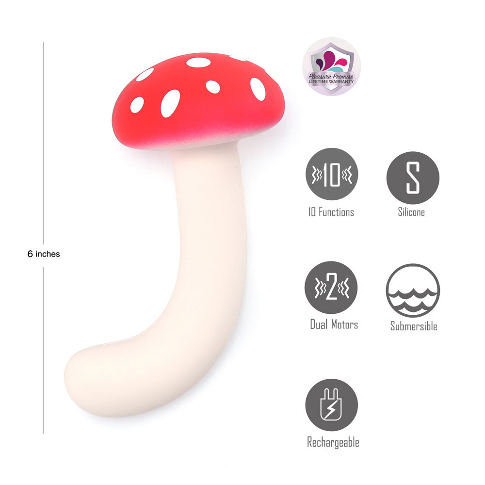 Maia Toys | Maia ALICE - Red/White 15.2cm  Dual Vibrating Mushroom