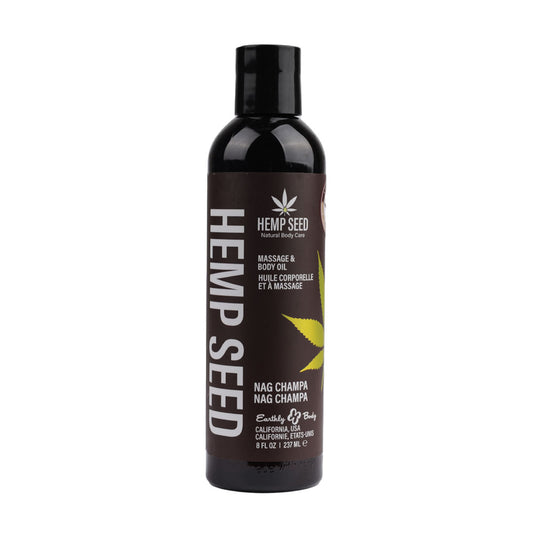 Earthly Body Hemp Seed Massage & Body Oil Nag Champa (East Indian Incense) 237ml