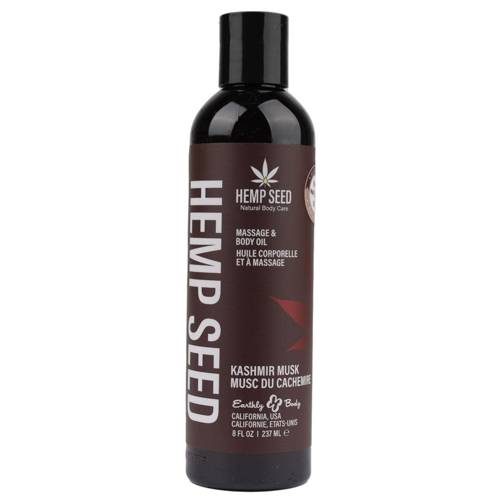 Earthly Body Hemp Seed Massage & Body Oil Kashmir Musk (Brandy, Magnolia & Vanilla Musk) 237ml