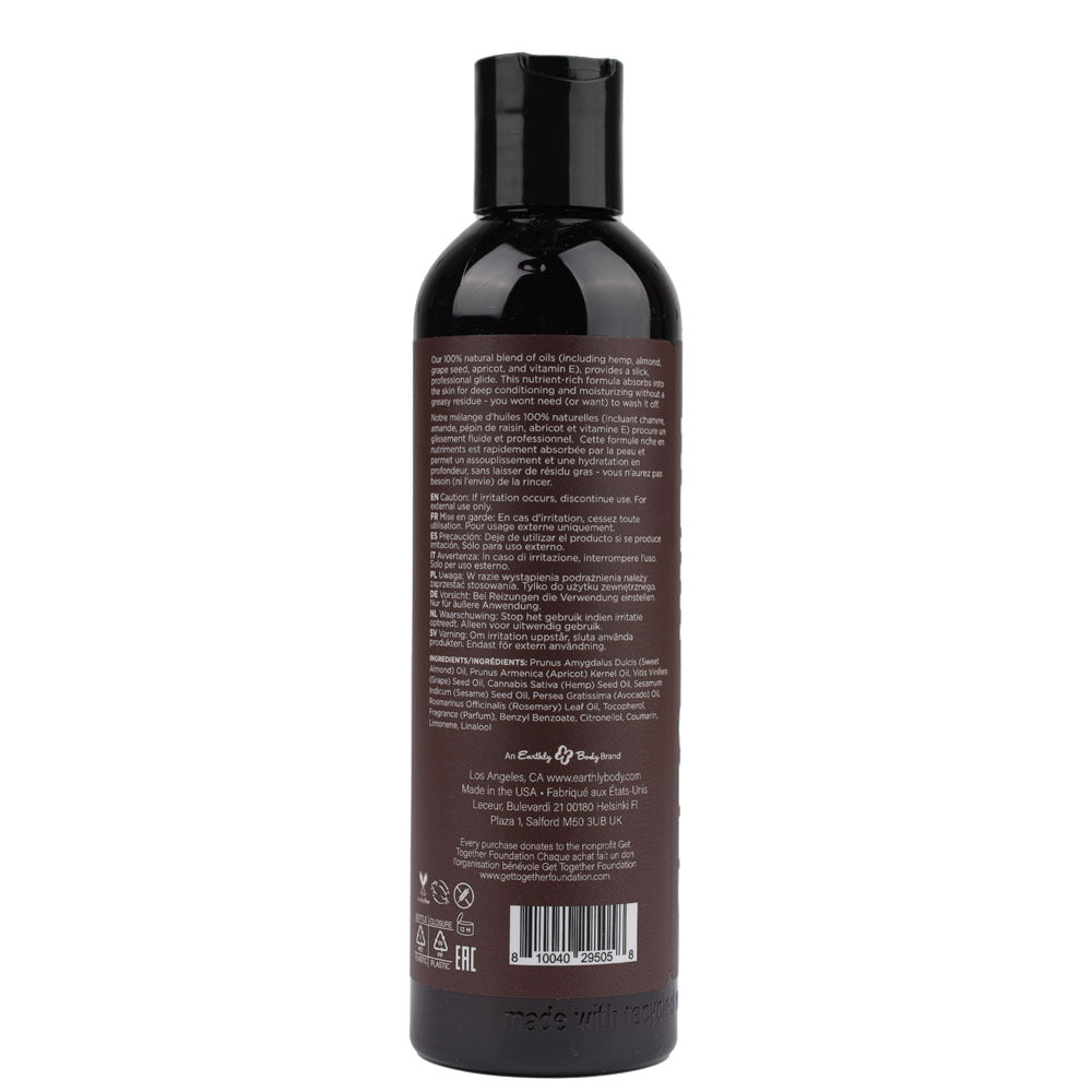 Earthly Body Hemp Seed Massage & Body Oil Kashmir Musk (Brandy, Magnolia & Vanilla Musk) 237ml
