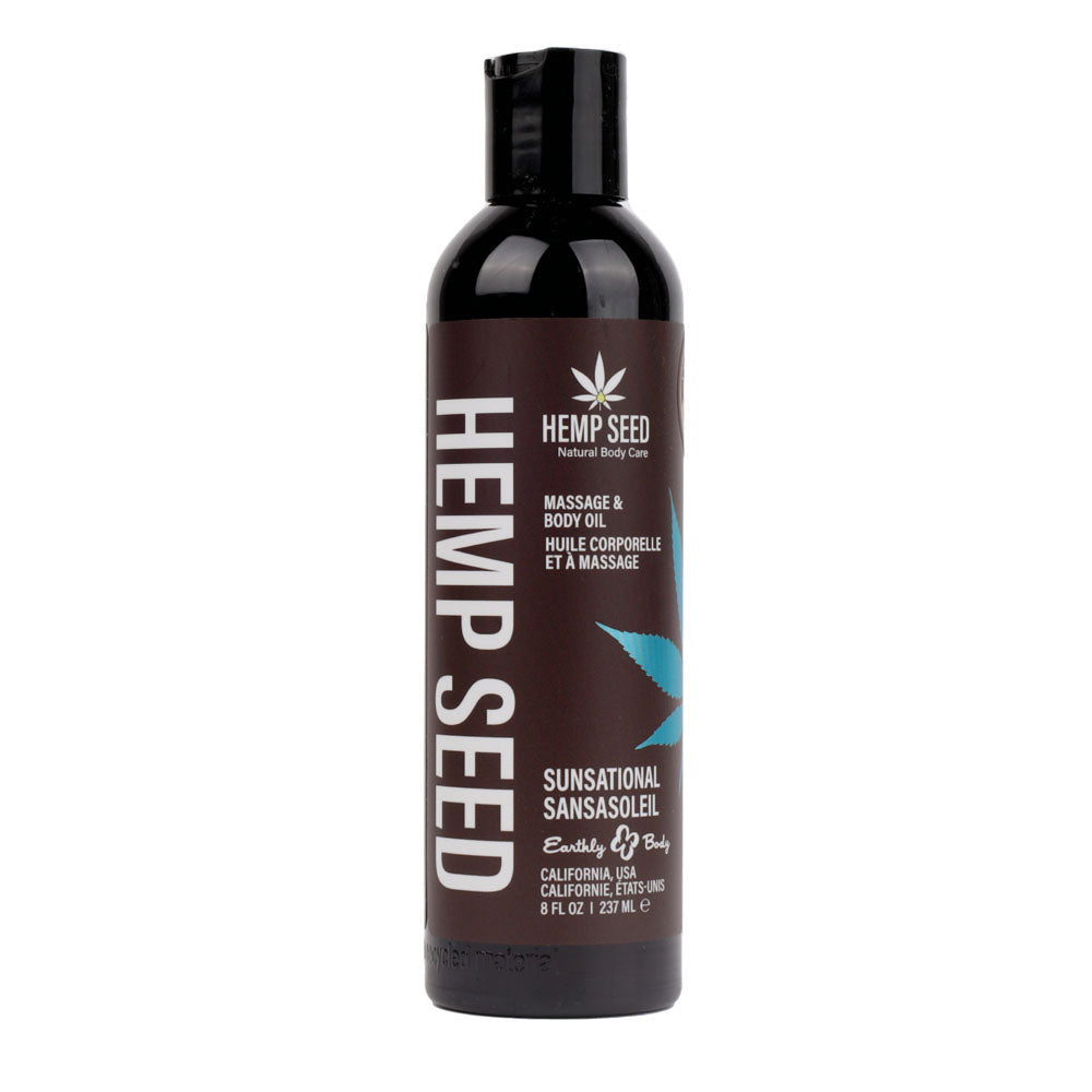 Earthly Body Hemp Seed Massage & Body Oil Sunsational (Italian Bergamot, Juniper Berries & White Wood) 237ml