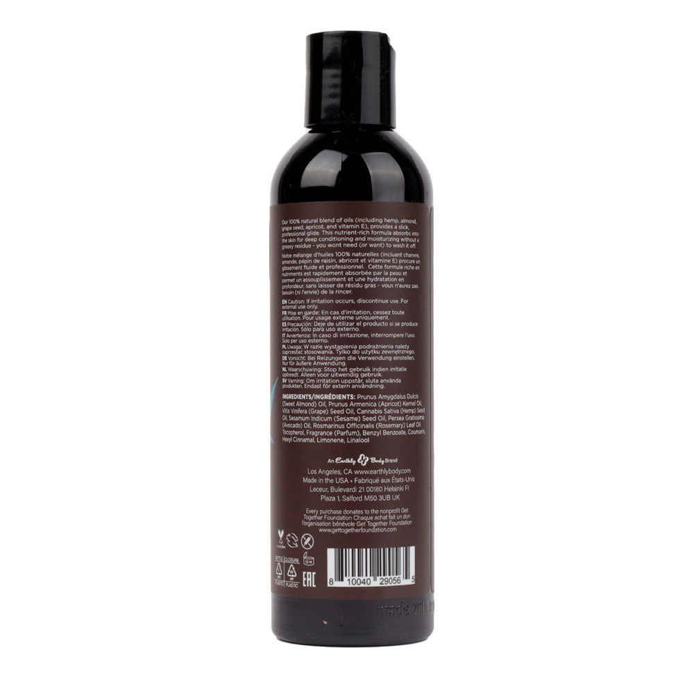 Earthly Body Hemp Seed Massage & Body Oil Sunsational (Italian Bergamot, Juniper Berries & White Wood) 237ml