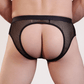 Love In Leather Mens Jock-strap Underwear With Mesh Side Panels Black Size S/M or L/XL