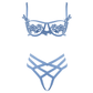 Muse Lingerie Bra With Floral Applique and Criss Cross G-String Blue PL013BLU - Size S/M/L/XL