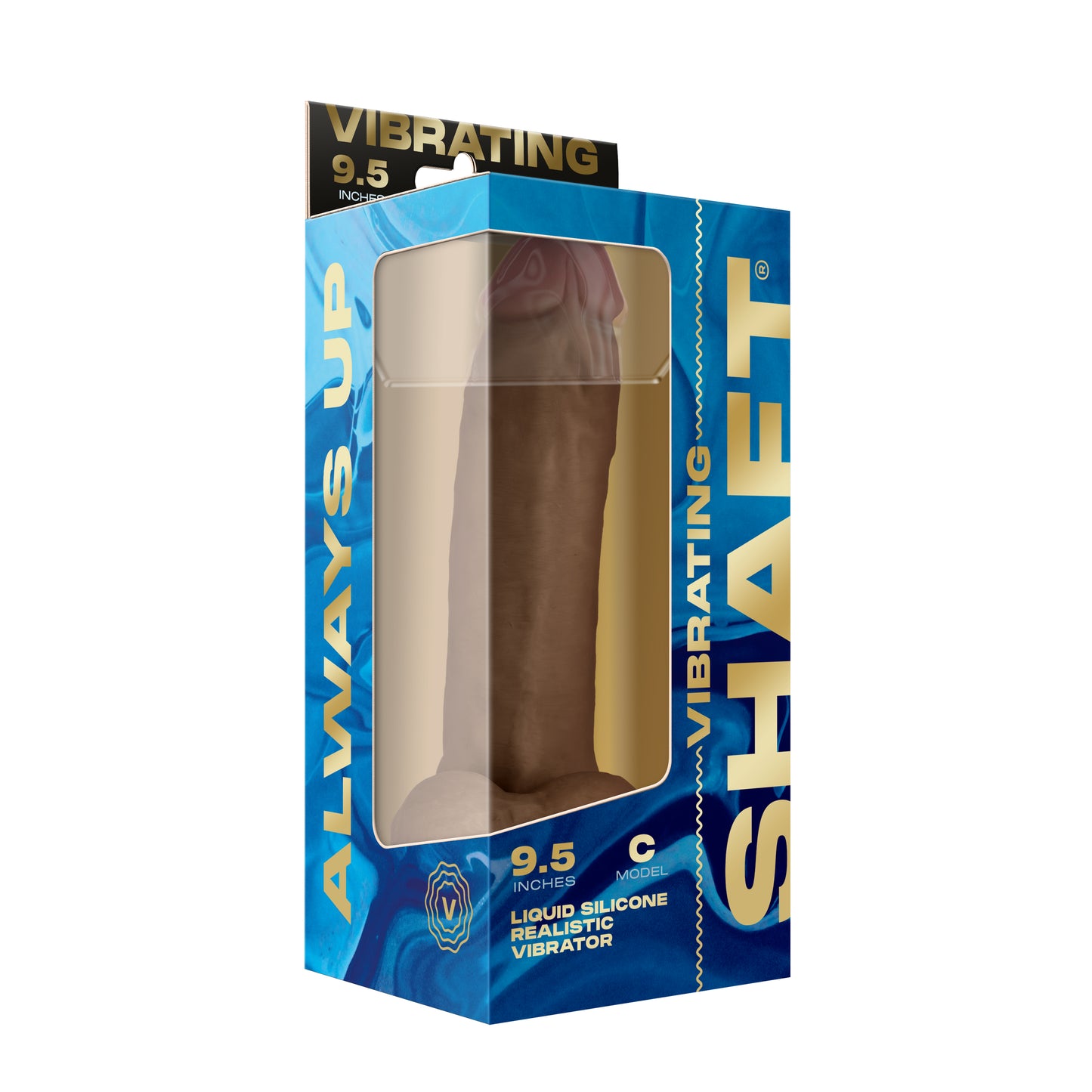 Shaft Vibrating MODEL C 9.5" Flexskin Liquid Silicone Curved Dong w/Balls