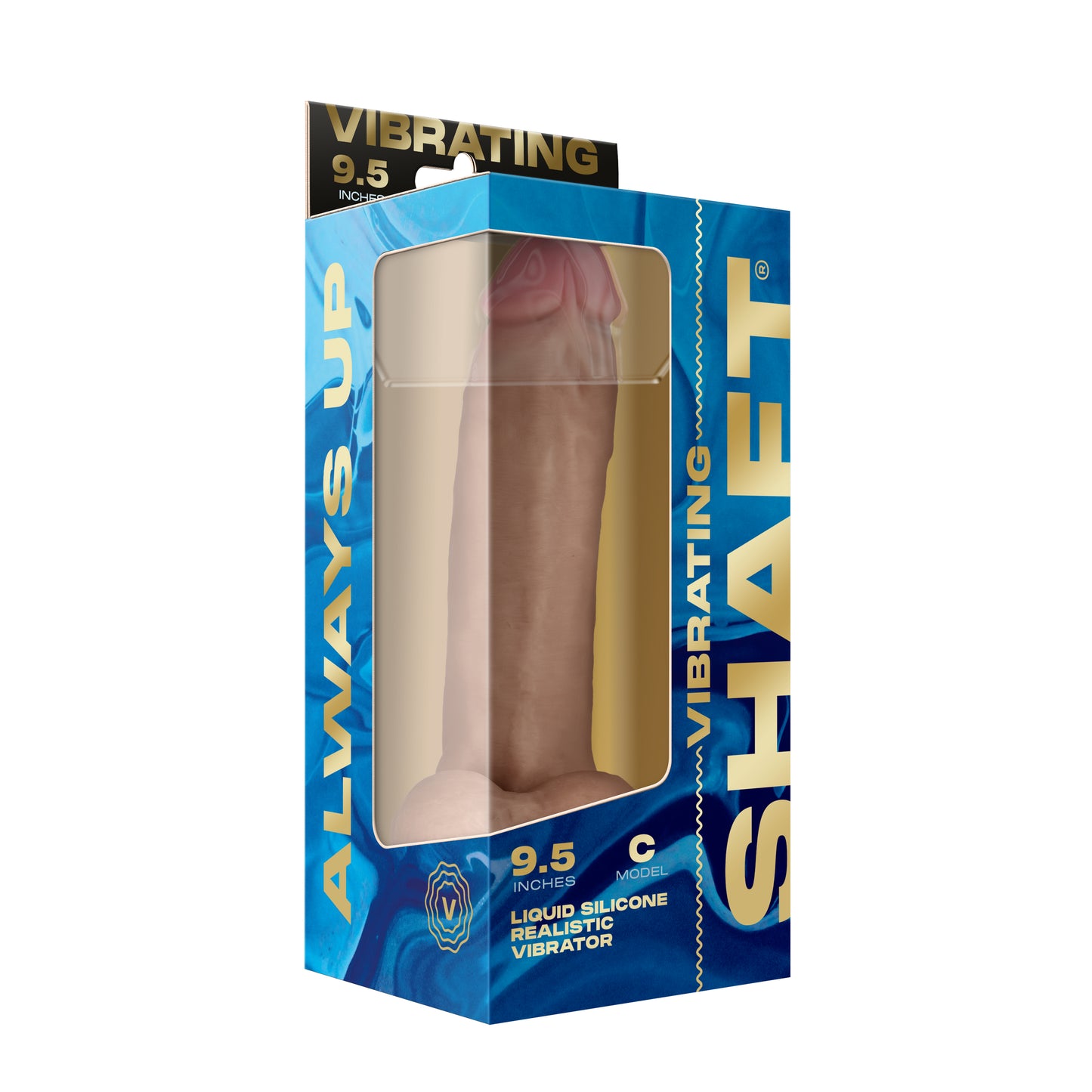 Shaft Vibrating MODEL C 9.5" Flexskin Liquid Silicone Curved Dong w/Balls