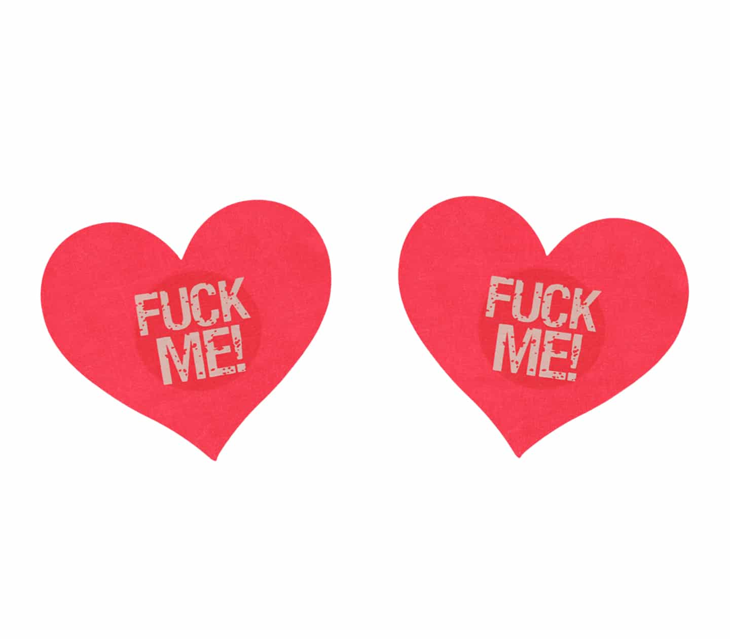 Love In Leather Fuck Me Satin Heart Nipple Pasties - MULTIPLE COLOURS