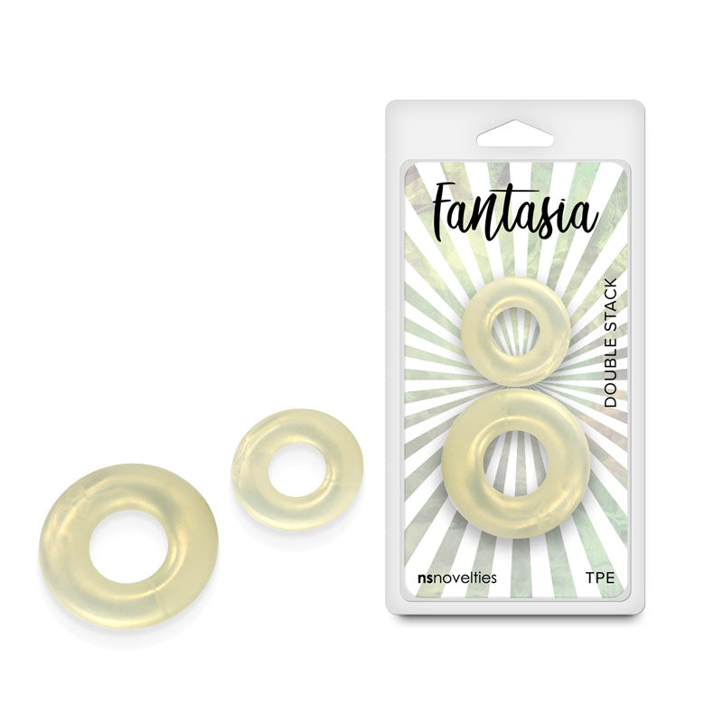 NS Novelties Fantasia - Double Stack - Amber Cock Rings - Set of 2 Sizes